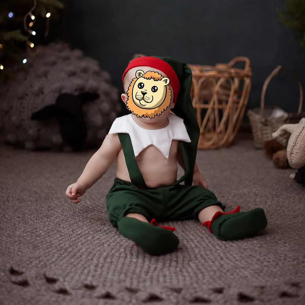 1st Christmas Outfit Baby Boys Santa's Elf Costume Suspenders Pants Bowtie Xmas Hat Elf Suit for Kids Newborn Photo Props Mr. Santa Claus Carnival Cosplay First Halloween Dress Up Green 0-6 Months