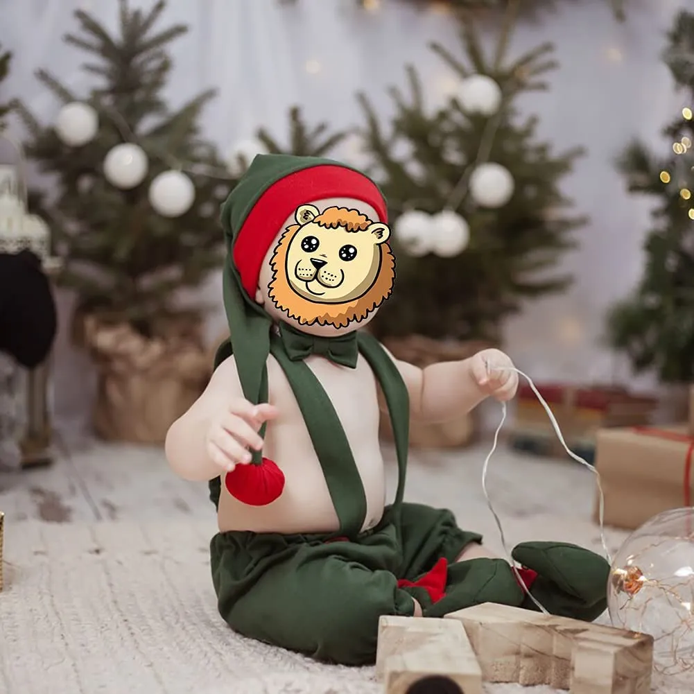 1st Christmas Outfit Baby Boys Santa's Elf Costume Suspenders Pants Bowtie Xmas Hat Elf Suit for Kids Newborn Photo Props Mr. Santa Claus Carnival Cosplay First Halloween Dress Up Green 0-6 Months