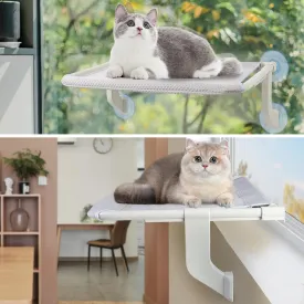 2-in-1 Cat Window Perch for Large Indoor, Sturdy Foldable Cat Window Hammock for Window with Solid Metal Frame, Cat Perch Bed for Cats Inside, Pet Window Bed Shelf, Bedside Strong Metal Frame