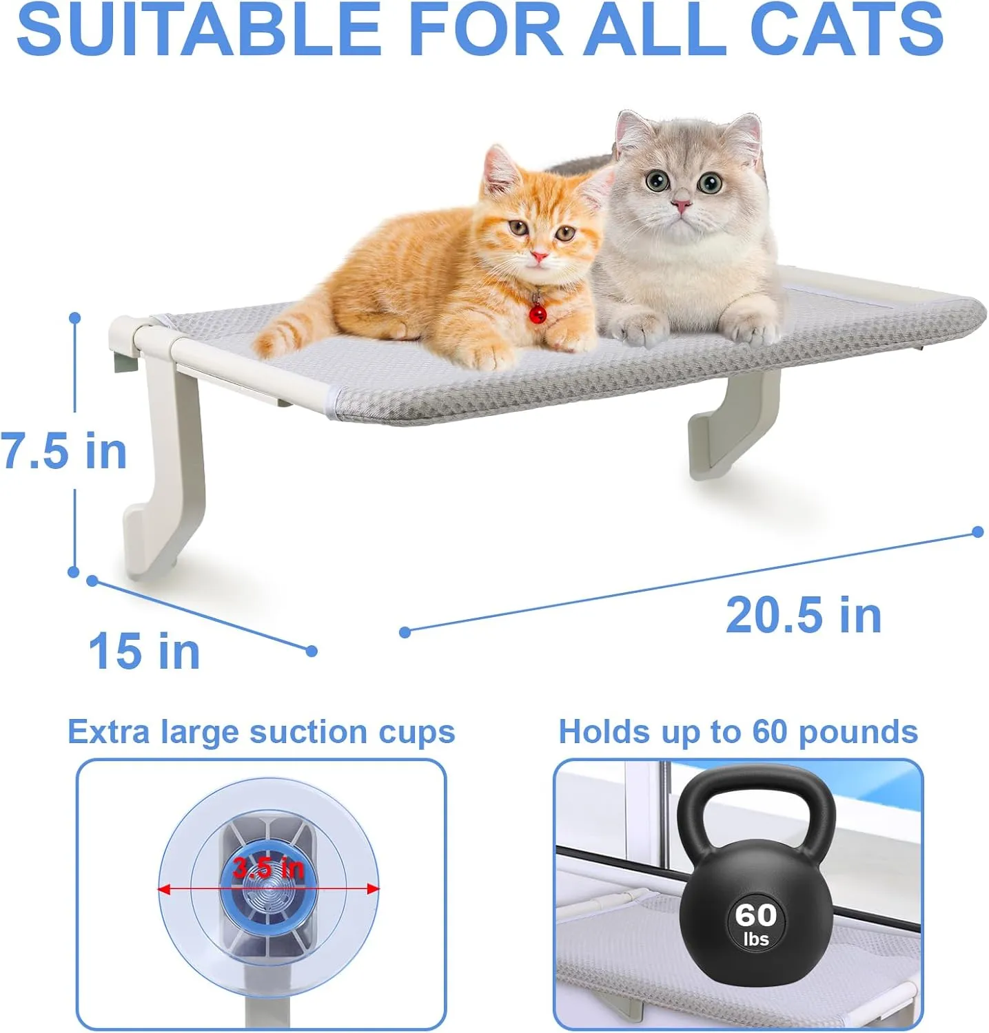 2-in-1 Cat Window Perch for Large Indoor, Sturdy Foldable Cat Window Hammock for Window with Solid Metal Frame, Cat Perch Bed for Cats Inside, Pet Window Bed Shelf, Bedside Strong Metal Frame
