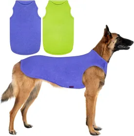 2 Pack Dog Shirts, Quick Dry Breathable Dog Clothes Pet Sleeveless Vest, Summer Stretchy Tank Top T-Shirts for Large Dogs, Deep Blue Dark Green (L)