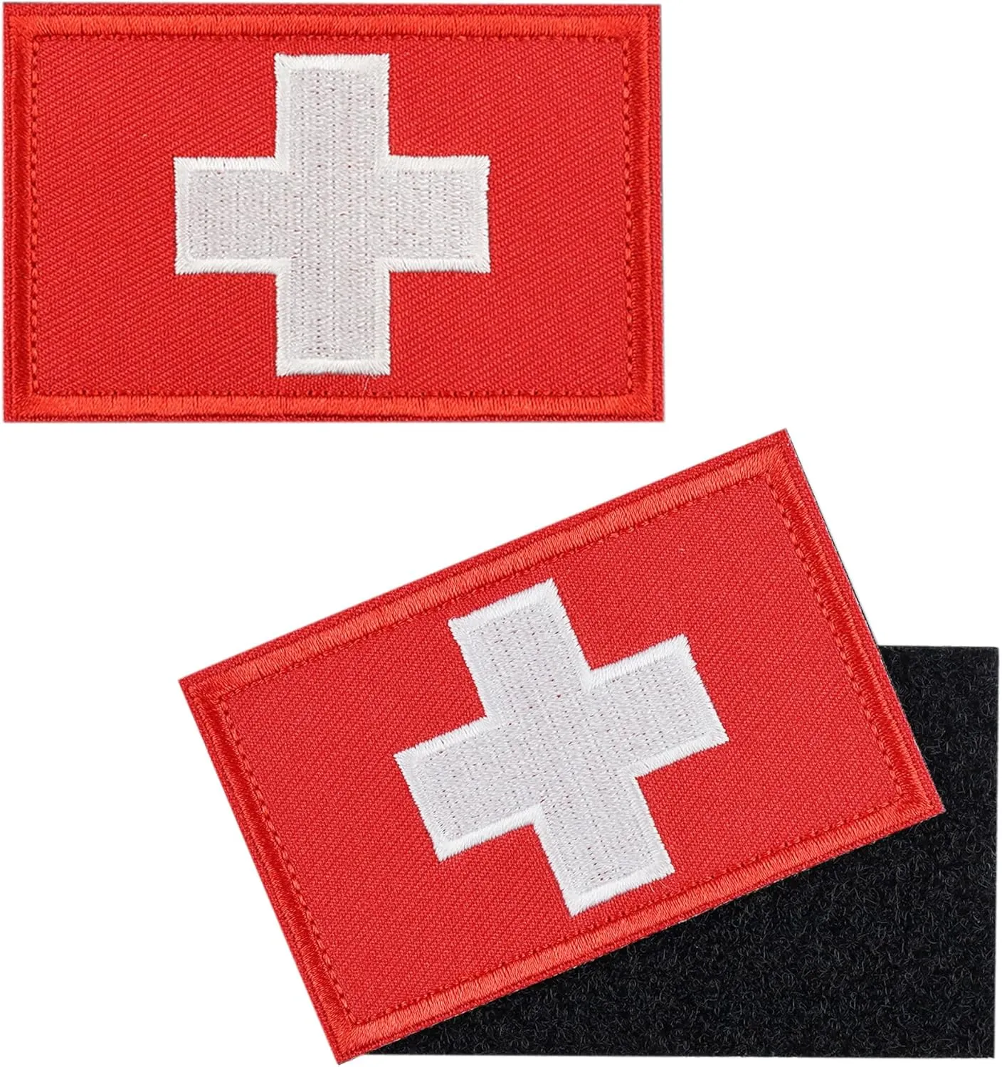 2 PCS First Aid Kit Patch, Medic Red Cross Patch Tactical Medical Patches for Packs Military Bags Backpacks Clothings Jackets Hats Pet Harness (Embroidered, 3x2 in)