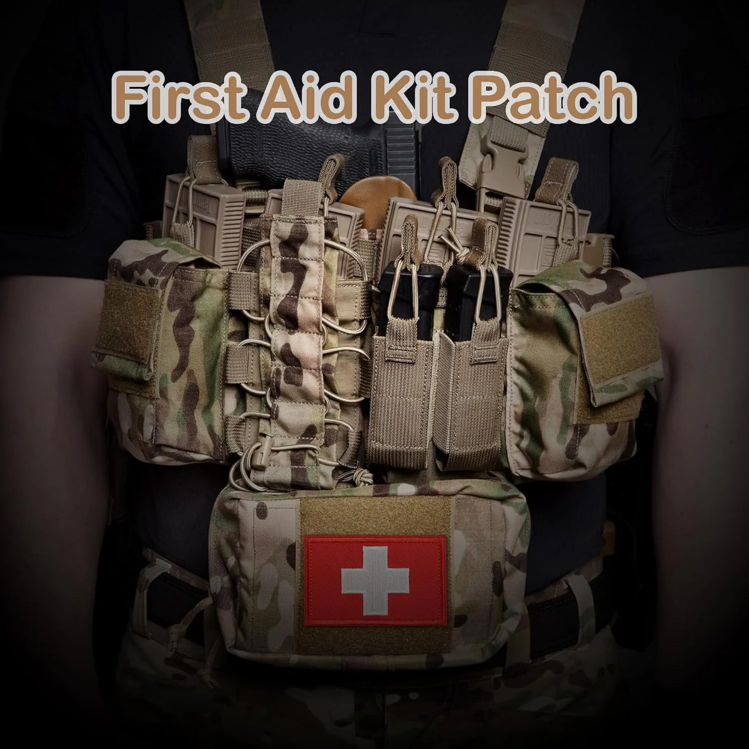 2 PCS First Aid Kit Patch, Medic Red Cross Patch Tactical Medical Patches for Packs Military Bags Backpacks Clothings Jackets Hats Pet Harness (Embroidered, 3x2 in)