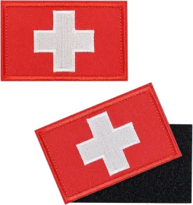 2 PCS First Aid Kit Patch, Medic Red Cross Patch Tactical Medical Patches for Packs Military Bags Backpacks Clothings Jackets Hats Pet Harness (Embroidered, 3x2 in)