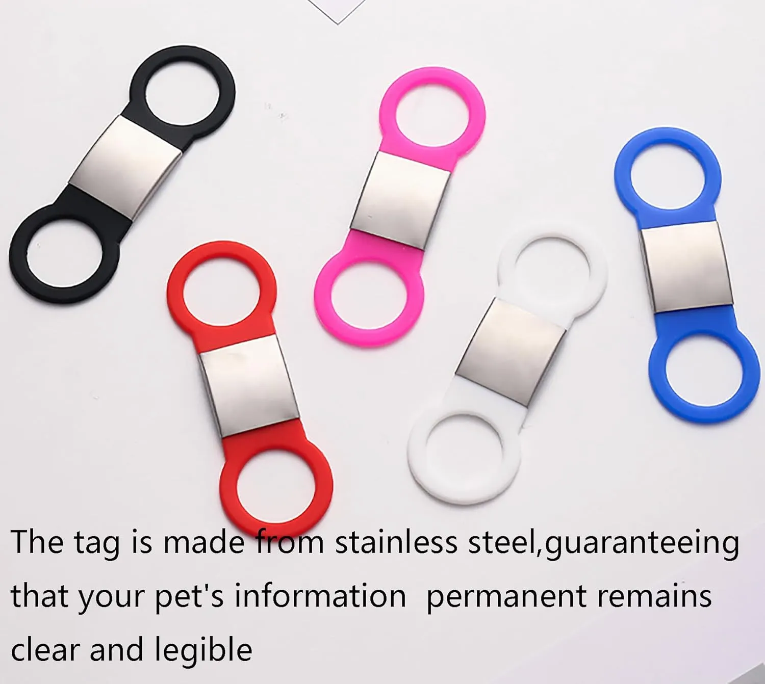21 Pcs Blank Slide On Silent Pet ID Tags, Blank S/M/L Quiet Chew-Proof Dog Cat Collar Tag, Stainless Steel Silicone Dog Cat Pet Name Tag (S, Black)