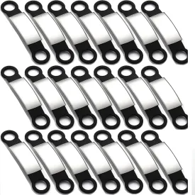 21 Pcs Blank Slide On Silent Pet ID Tags, Blank S/M/L Quiet Chew-Proof Dog Cat Collar Tag, Stainless Steel Silicone Dog Cat Pet Name Tag (S, Black)