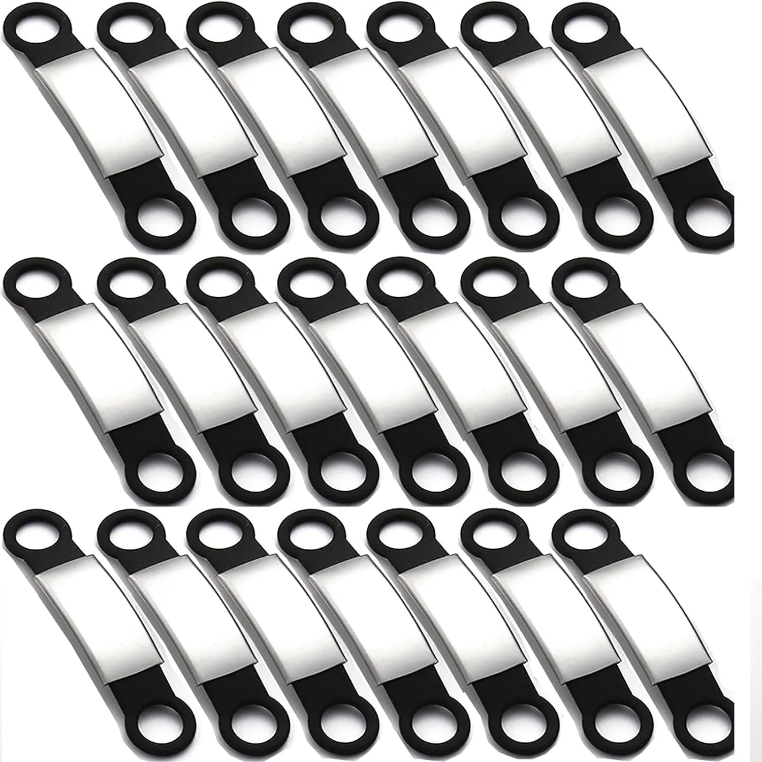 21 Pcs Blank Slide On Silent Pet ID Tags, Blank S/M/L Quiet Chew-Proof Dog Cat Collar Tag, Stainless Steel Silicone Dog Cat Pet Name Tag (S, Black)
