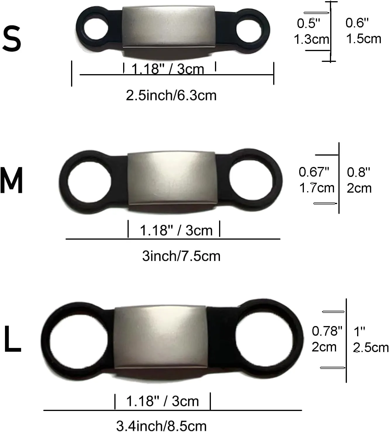 21 Pcs Blank Slide On Silent Pet ID Tags, Blank S/M/L Quiet Chew-Proof Dog Cat Collar Tag, Stainless Steel Silicone Dog Cat Pet Name Tag (S, Black)