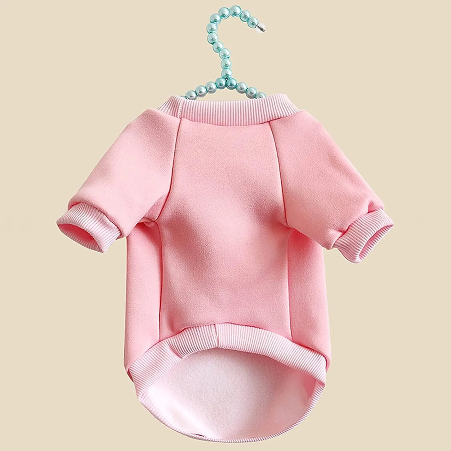 2Pc Pet Sweaters for Hairless Cats & Small Dogs - Cotton Pullover Shirts with Sleeves (Red & Pink, Large)