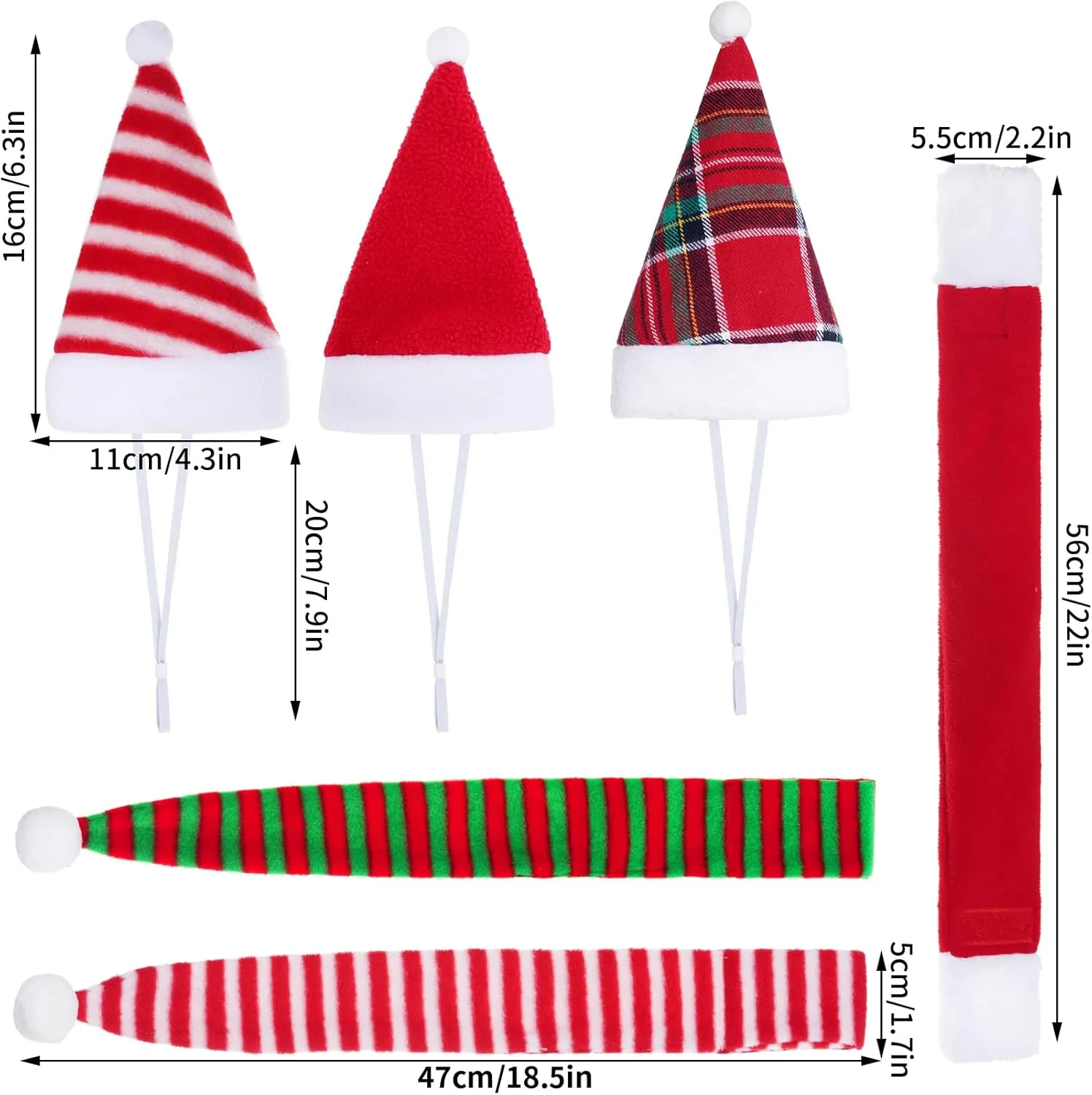 6 Pcs Pet Cat Dog Christmas Santa Hat with Scarf Christmas Costume Outfit Set Christmas Holiday Party Cosplay Dress Up Supplies for Puppy Kitten (Plaid)