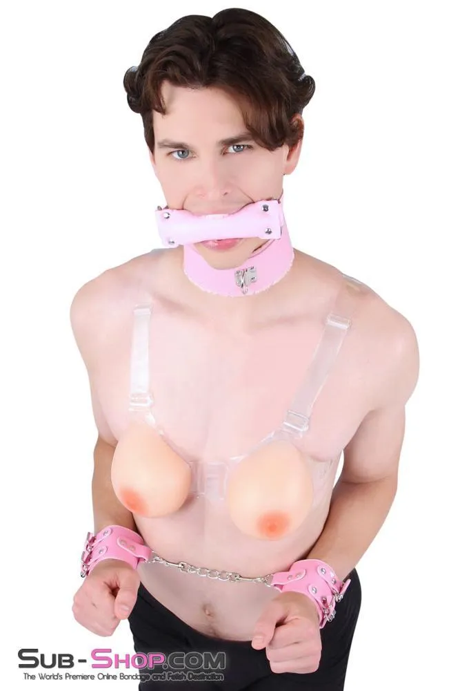 8956DL-SIS      Sissy Slave Harlot Sissy Hypnosis Stuffed Pink Bit Gag