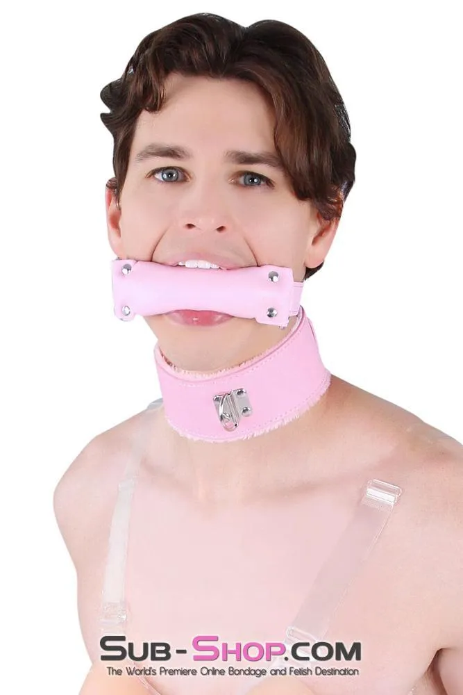 8956DL-SIS      Sissy Slave Harlot Sissy Hypnosis Stuffed Pink Bit Gag