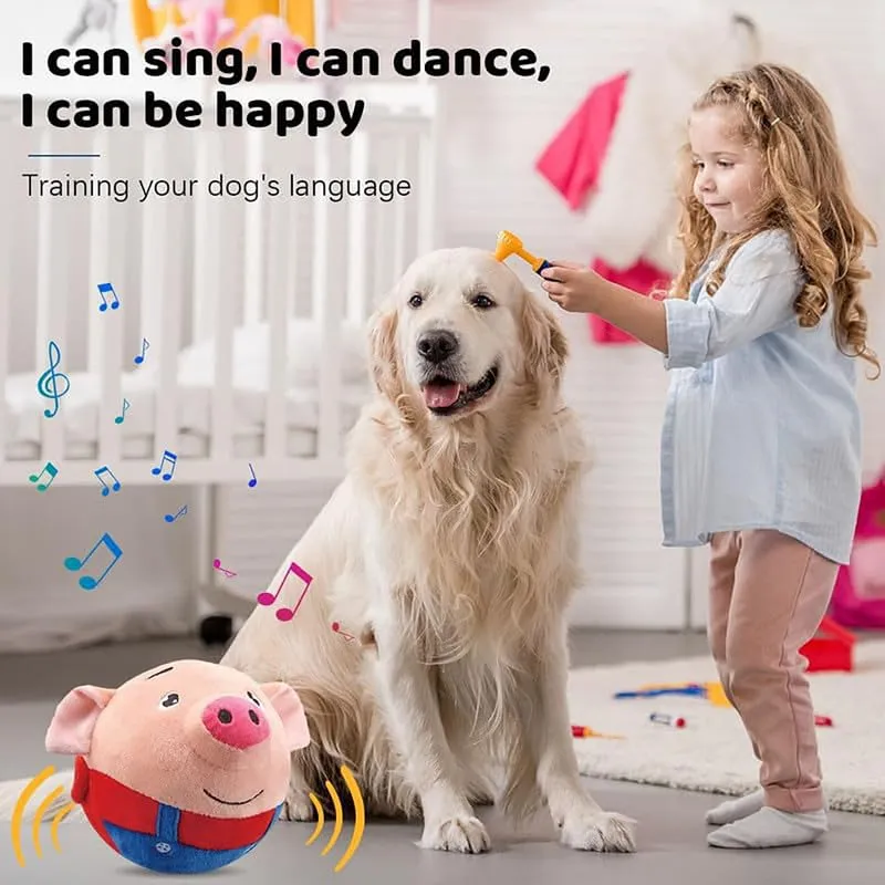 Active Moving Pet Plush Toy, 2024 New Squeaky Moving Dog Ball Toy Interactive Dog Puppy Toys Washable Cartoon Pig Plush Sound Electronic Dog Toy Shake Bounce Boredom Talking Toys (Blue Red, 2Pcs Pig)