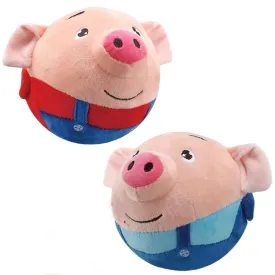Active Moving Pet Plush Toy, 2024 New Squeaky Moving Dog Ball Toy Interactive Dog Puppy Toys Washable Cartoon Pig Plush Sound Electronic Dog Toy Shake Bounce Boredom Talking Toys (Blue Red, 2Pcs Pig)