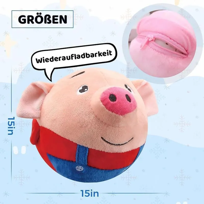 Active Moving Pet Plush Toy, 2024 New Squeaky Moving Dog Ball Toy Interactive Dog Puppy Toys Washable Cartoon Pig Plush Sound Electronic Dog Toy Shake Bounce Boredom Talking Toys (Blue Red, 2Pcs Pig)