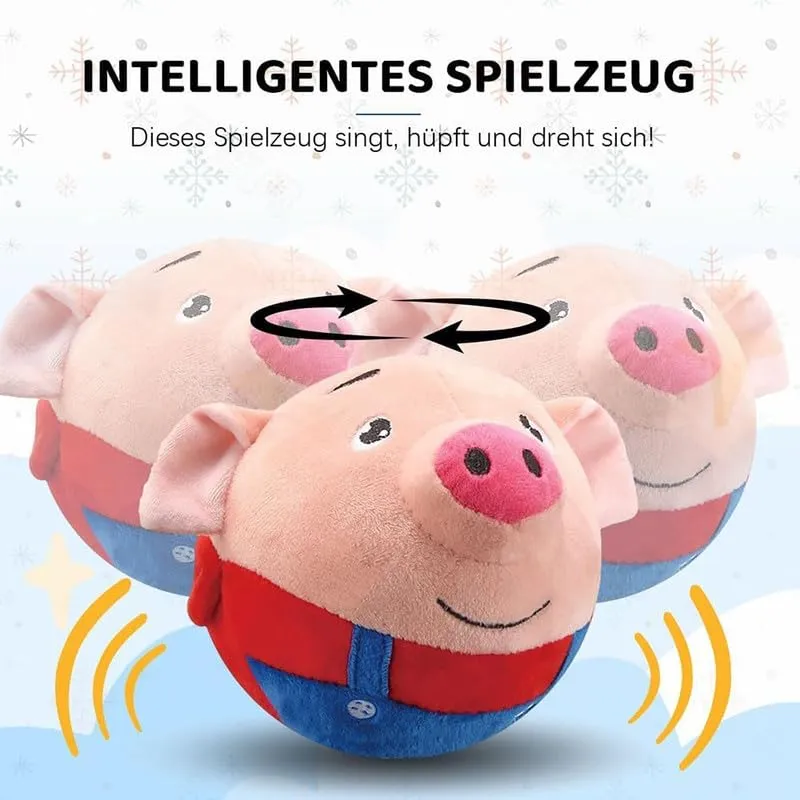 Active Moving Pet Plush Toy, 2024 New Squeaky Moving Dog Ball Toy Interactive Dog Puppy Toys Washable Cartoon Pig Plush Sound Electronic Dog Toy Shake Bounce Boredom Talking Toys (Blue Red, 2Pcs Pig)