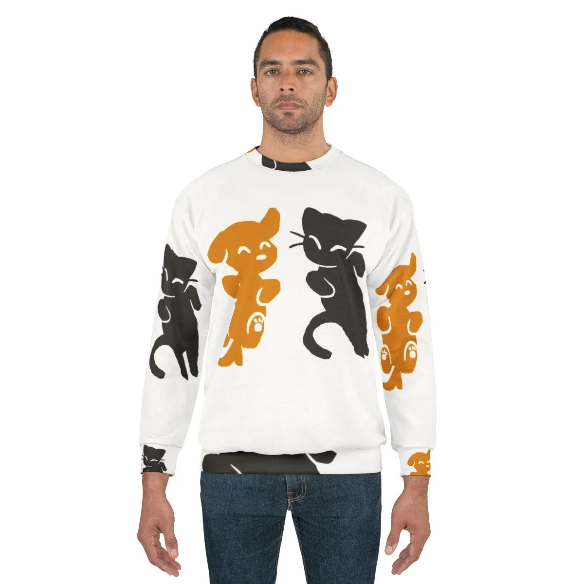 Adorable Cat and Dog Themed Sweatshirt for Pet Lovers