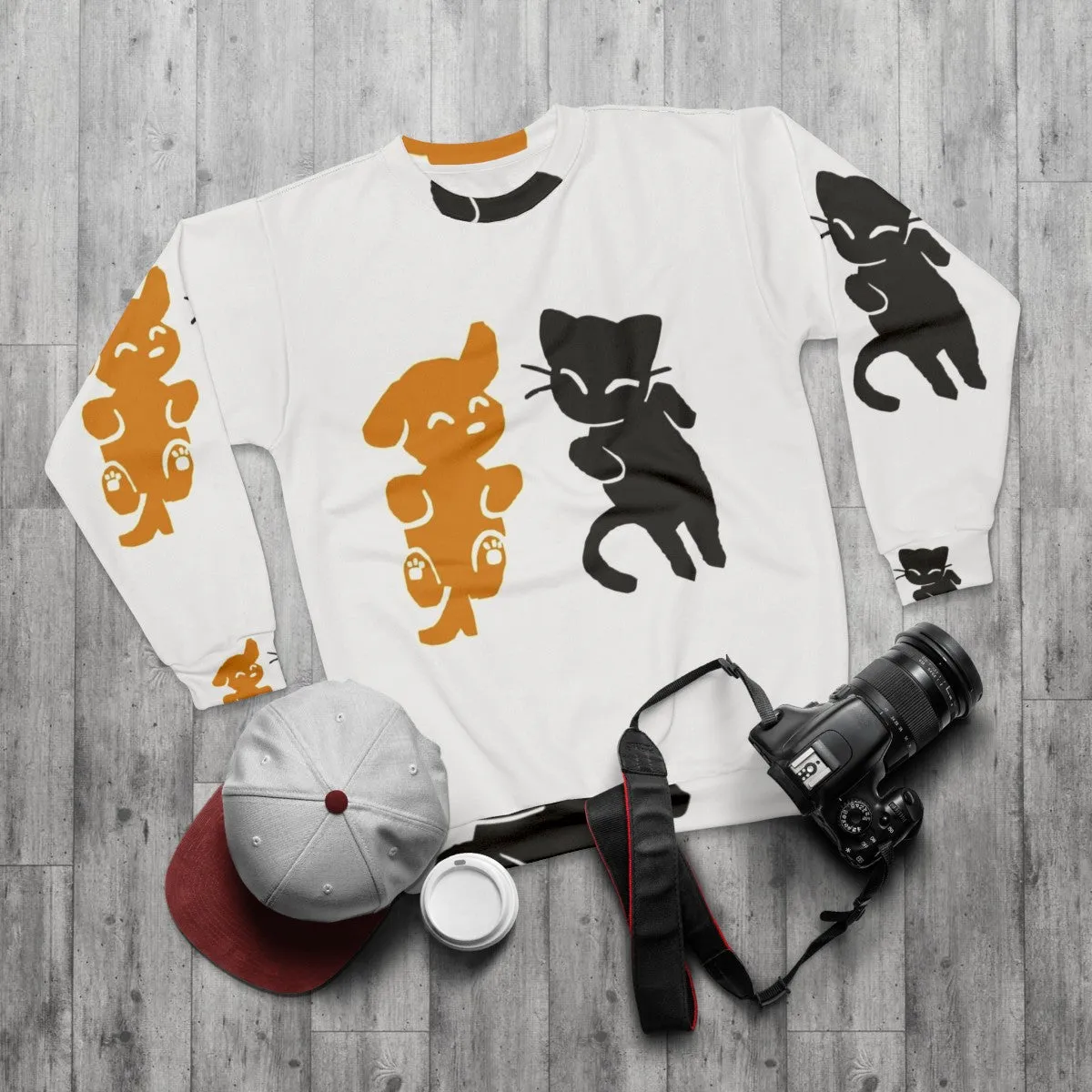 Adorable Cat and Dog Themed Sweatshirt for Pet Lovers