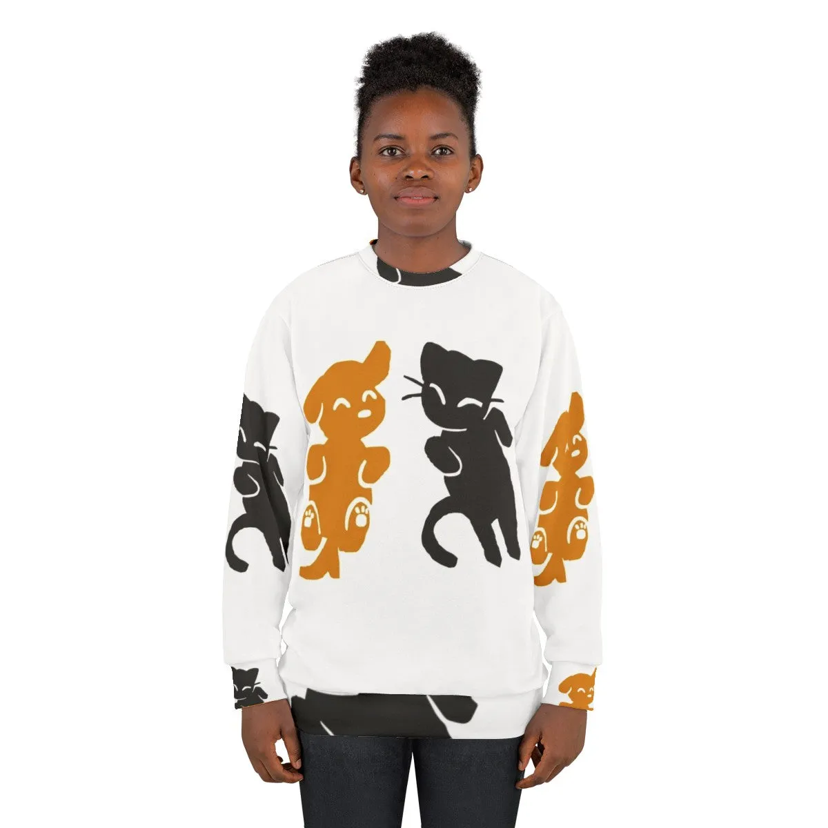 Adorable Cat and Dog Themed Sweatshirt for Pet Lovers