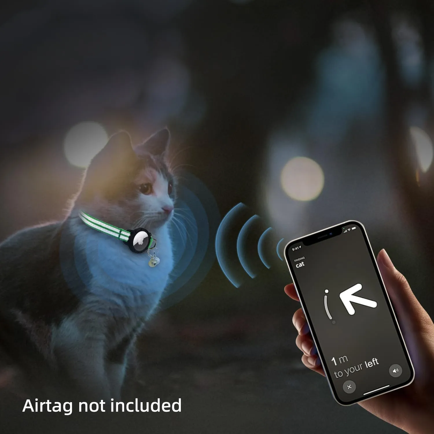 AirTag Cat Collar  Reflective Kitten Collars with Integrated Apple Air Tag Holder | Lightweight, Elastic Safety Cat Tracker Collar with Bell for Girl Boy Cats, Kittens, and Puppies (Green, XS)