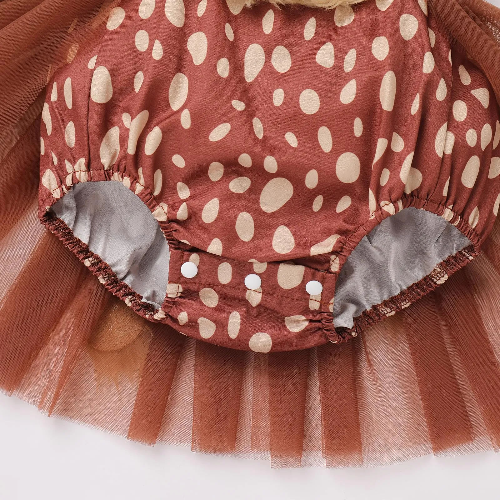 Baby Deer Costume Toddlers Girls Reindeer Elk Tulle Romper Dress Antlers Headband Set Newborn 1st Christmas Outfit Xmas Holiday Photo Shoot Halloween Dress Up Birthday Party Cosplay Brown 6-12 Months