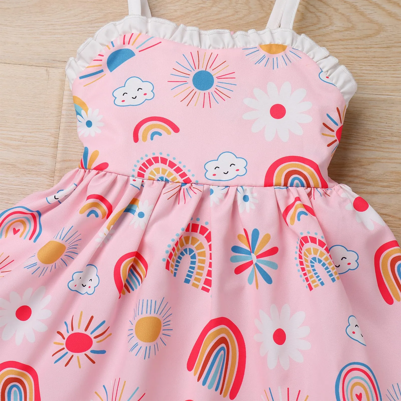 Baby Girls Rainbow Tutu Dress: First Birthday Party Dress for Toddler Princess Backless Ruffle Casual Dress Pageant Cake Smash School Picture Photoshoot Outfit Pink-Rainbow 12-18 Months