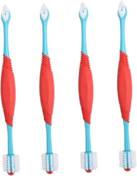 balacoo Pet Oral Care Kit 4pcs Double-Ended Manual Dog Toothbrush Plaque Remover Pet Toothbrush for Small to Medium Dogs