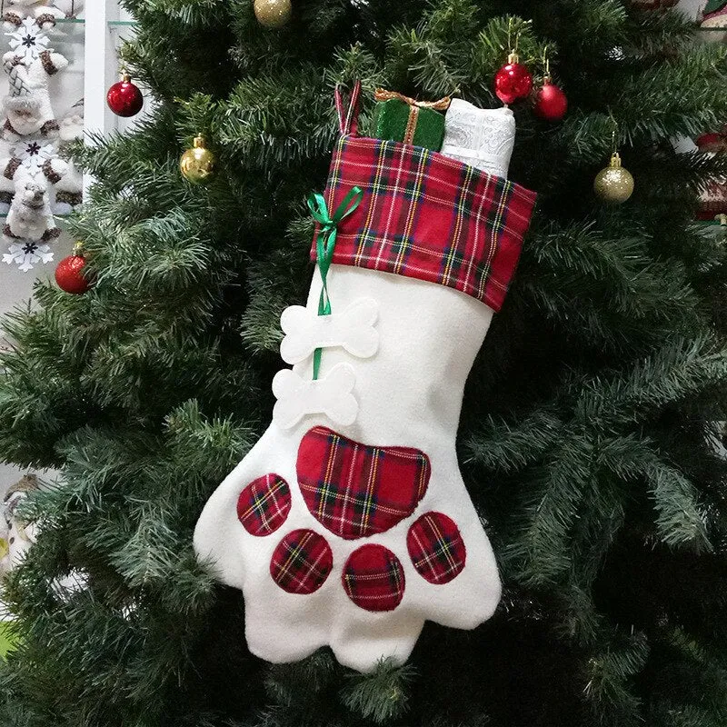 Best Personalized Name Stocking Plaid Paw Christmas Christmas Decor