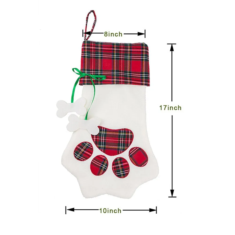 Best Personalized Name Stocking Plaid Paw Christmas Christmas Decor