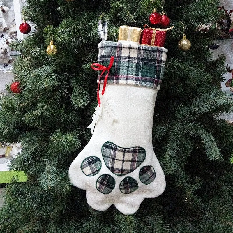 Best Personalized Name Stocking Plaid Paw Christmas Christmas Decor