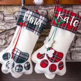 Best Personalized Name Stocking Plaid Paw Christmas Christmas Decor