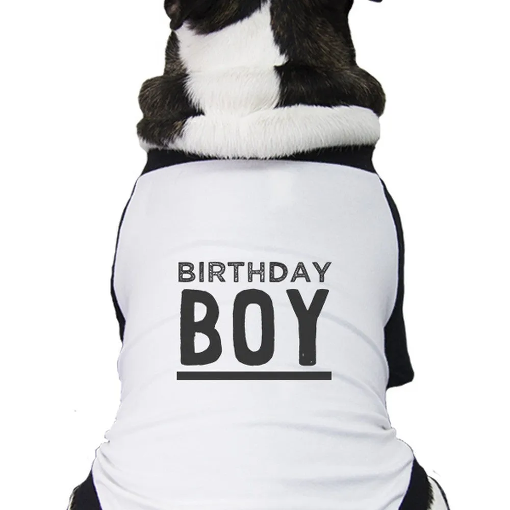 Birthday Boy Black And White Pet Baseball Shirt