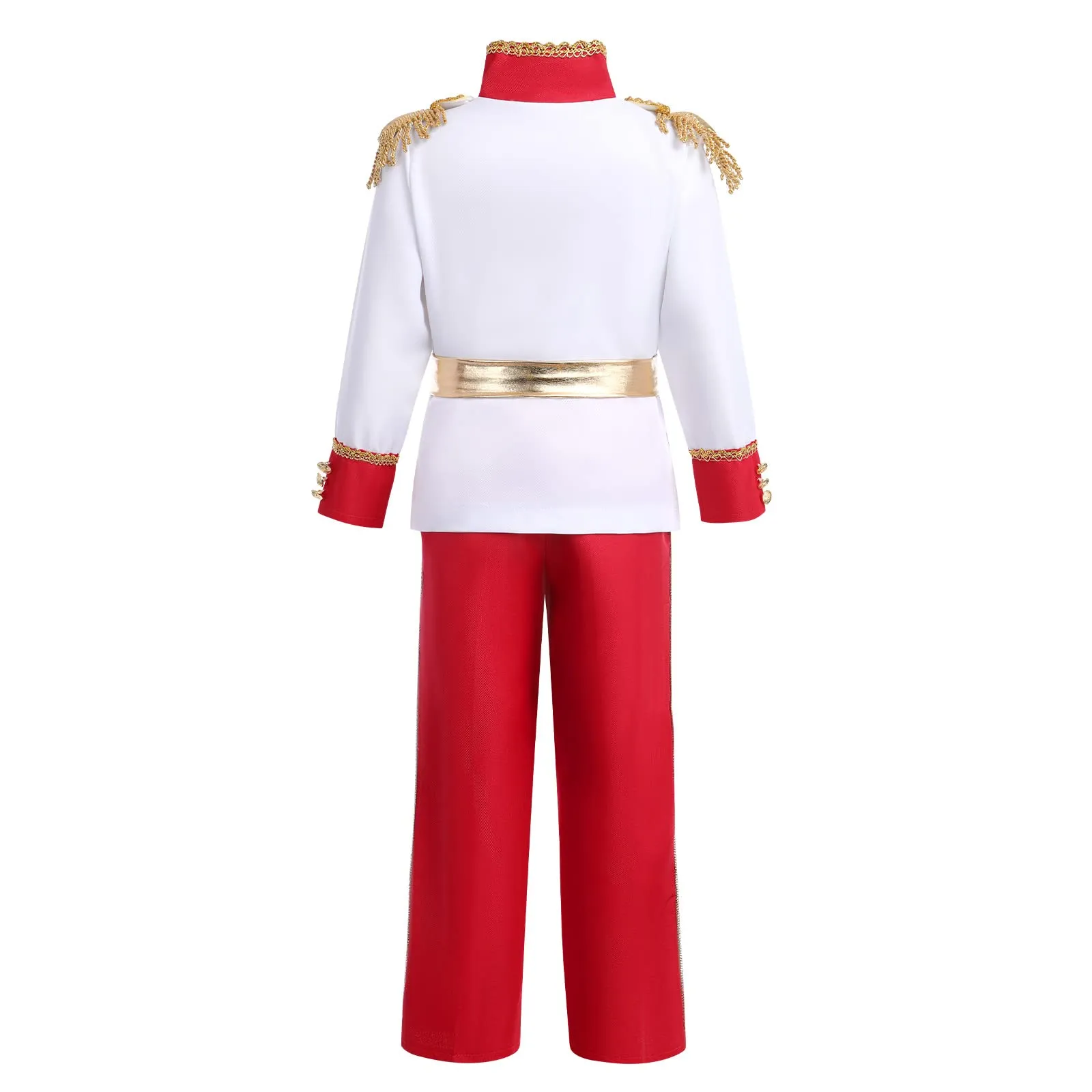 Boys Prince Charming Costume Medieval Royal Prince Outfit Prince Dress Up Costume for Toddler Kids Boys Halloween Christmas Birthday Party Cosplay Prince Costumes with King Crown Red 4PCS 3-4 Years