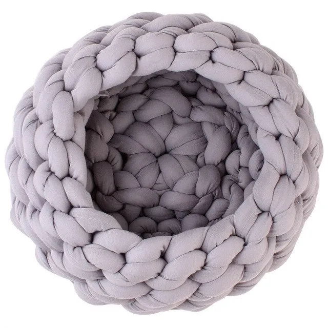 Braided Pet Bed Warming House Soft Nest Kennel Baskets Indoor Sleeping Cave Sofa