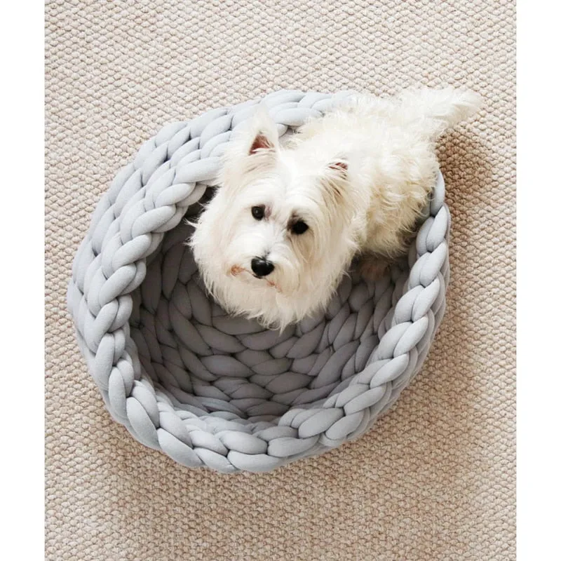 Braided Pet Bed Warming House Soft Nest Kennel Baskets Indoor Sleeping Cave Sofa
