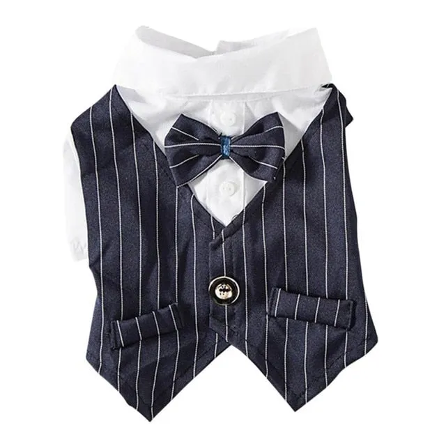 British Style Gentleman Dog Shirt Bridal Party Shirt Pet Puppy or Doggie-Wedding Party Clothes