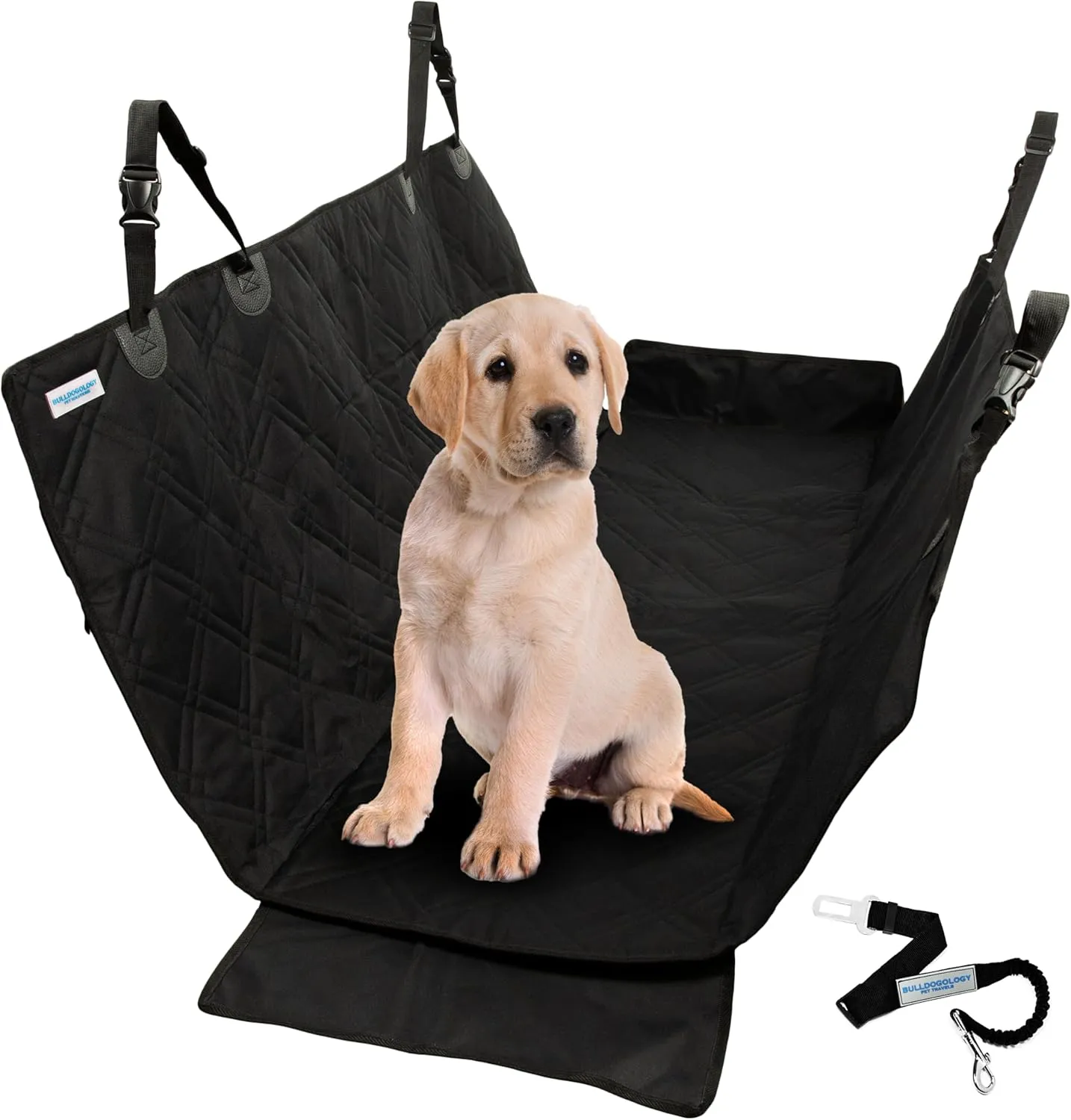 Bulldogology Dog Car Seat Cover for Back Seat 58"x56" Waterproof Dog Car Seat Cover SUV - Car Seat Cover for Dogs - Back Seat Protector for Dog - Dog Hammock for Car, Dog Seat Cover for Truck (Large)