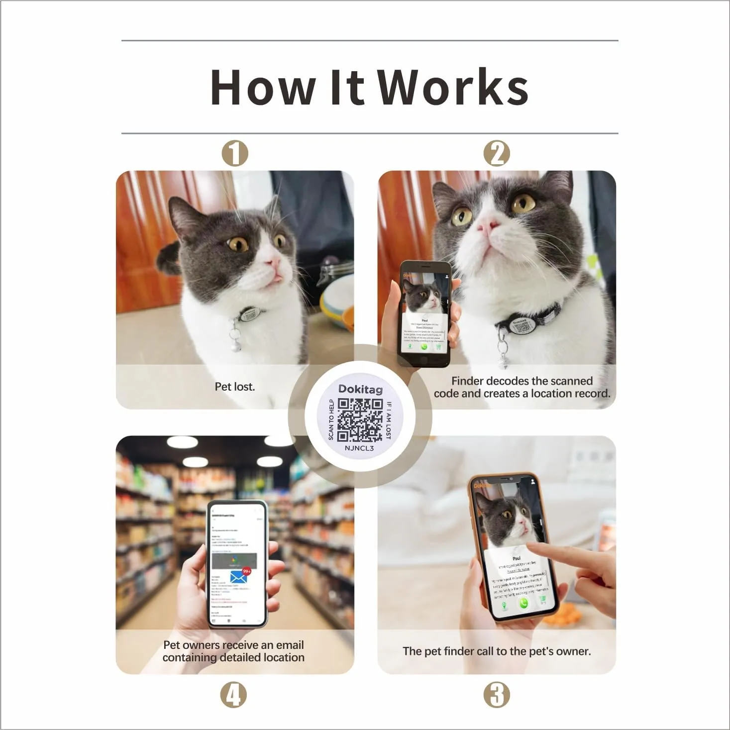 Cat Collar Breakaway with QR Code Name Tag, Pet ID Tag,Online Profile-Scan QR Receive Instant Pet Location Alert Email (Pink)