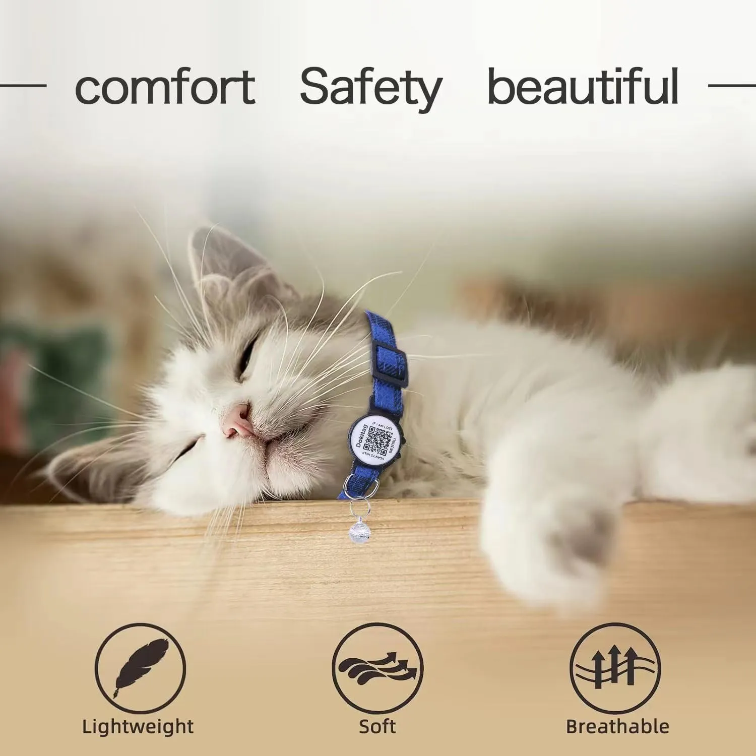 Cat Collar Breakaway with QR Code Name Tag, Pet ID Tag,Online Profile-Scan QR Receive Instant Pet Location Alert Email (Pink)
