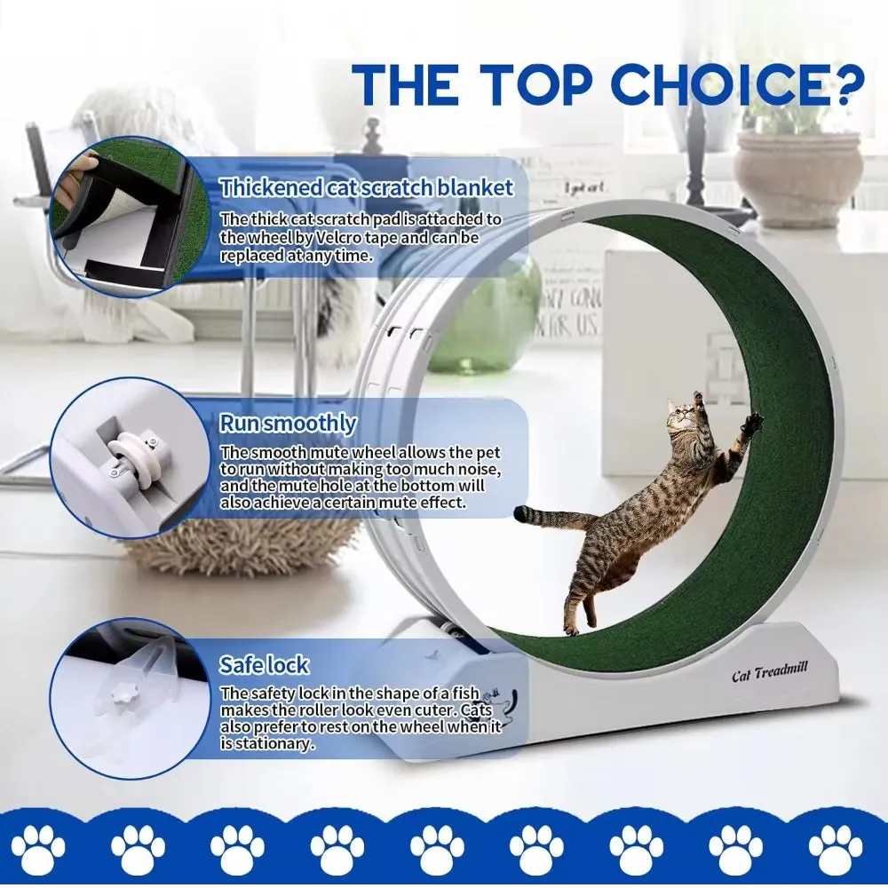 Cat Treadmill Wheel Exerciser for Enhanced Feline Fitness and Well-Being with Carpeted Runway