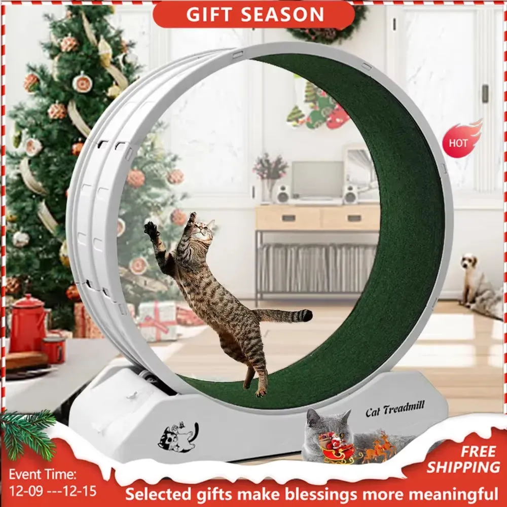 Cat Treadmill Wheel Exerciser for Enhanced Feline Fitness and Well-Being with Carpeted Runway