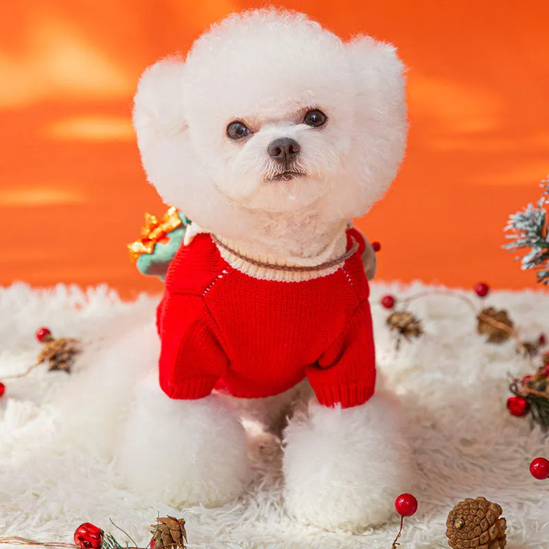 Christmas Bow Cartoon Pet Sweater