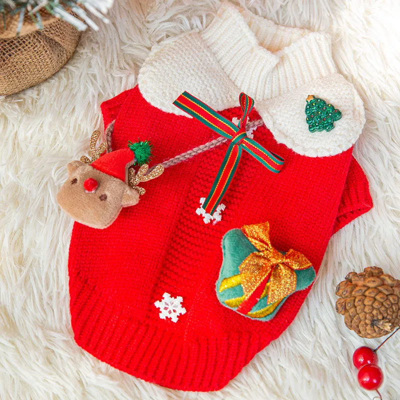 Christmas Bow Cartoon Pet Sweater
