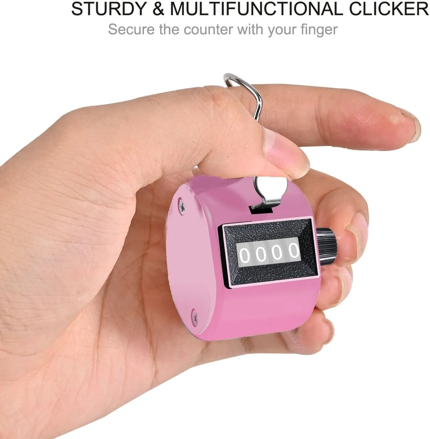 Clicker Counter Handheld Tally Counter 4-Digit Number Counter, 2 Pack Hand Mechanical Counters Clickers Pitch Umpire Click Counter for Coaching, Knitting, People, Lap, Fishing, Golf,