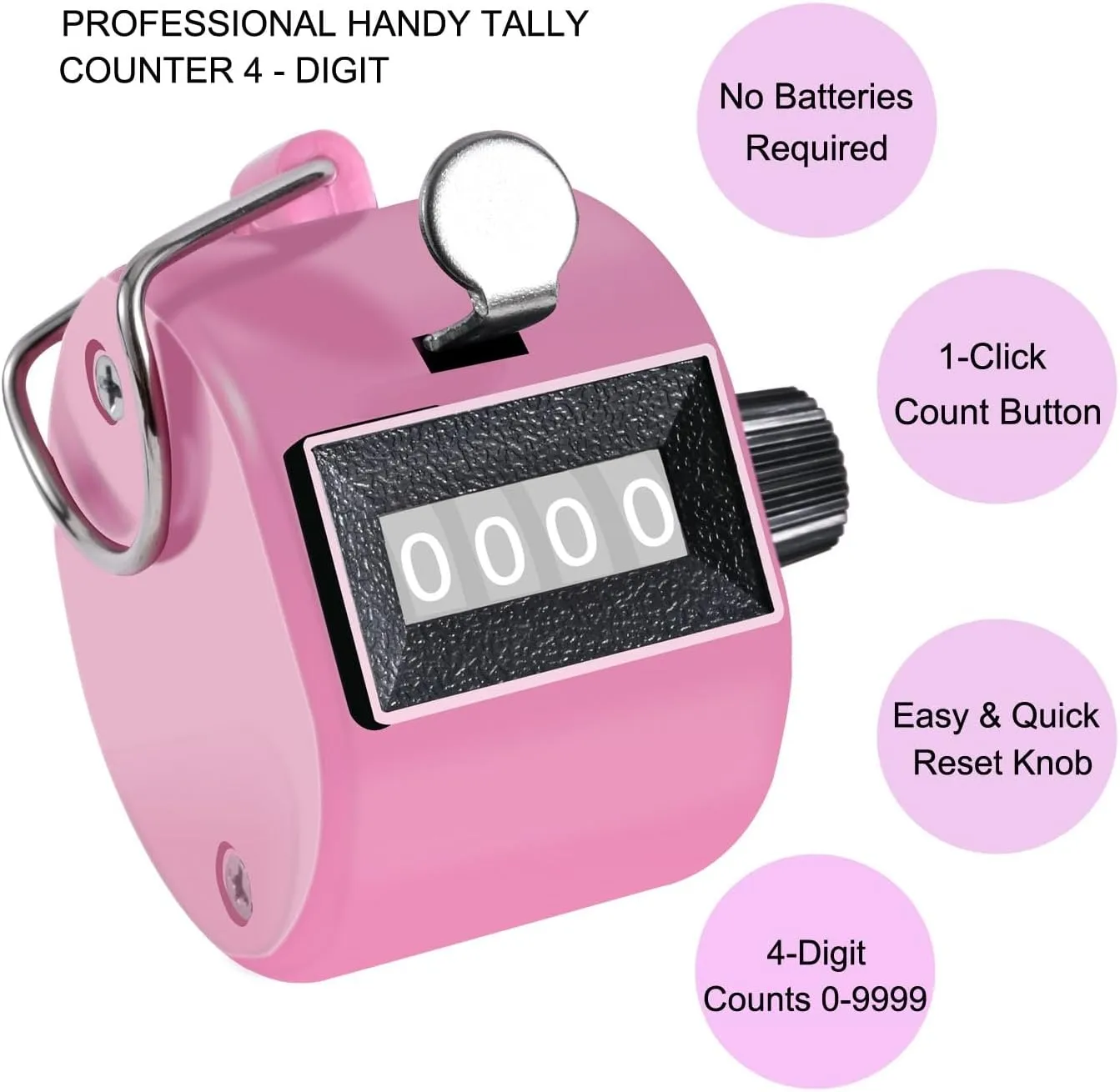 Clicker Counter Handheld Tally Counter 4-Digit Number Counter, 2 Pack Hand Mechanical Counters Clickers Pitch Umpire Click Counter for Coaching, Knitting, People, Lap, Fishing, Golf,