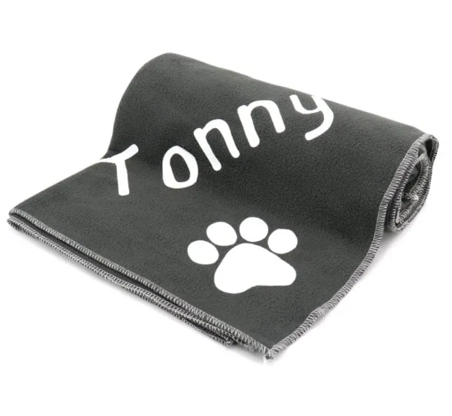 Custom Dog Blanket, Pet Blanket, Personalized Pet Blanket, Gray Paw Print Puppy Blanket, Personalized Dog Blanket, Puppy Cat Kiten Blanket