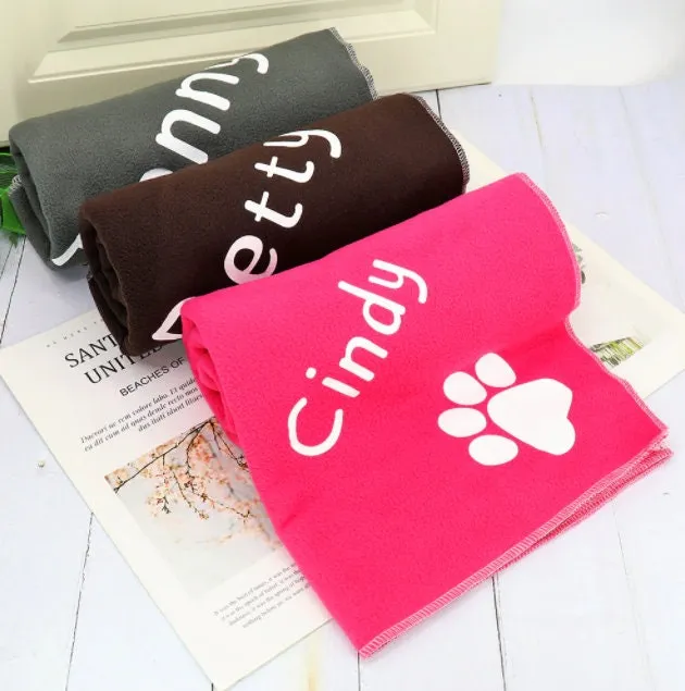 Custom Dog Blanket, Pet Blanket, Personalized Pet Blanket, Gray Paw Print Puppy Blanket, Personalized Dog Blanket, Puppy Cat Kiten Blanket