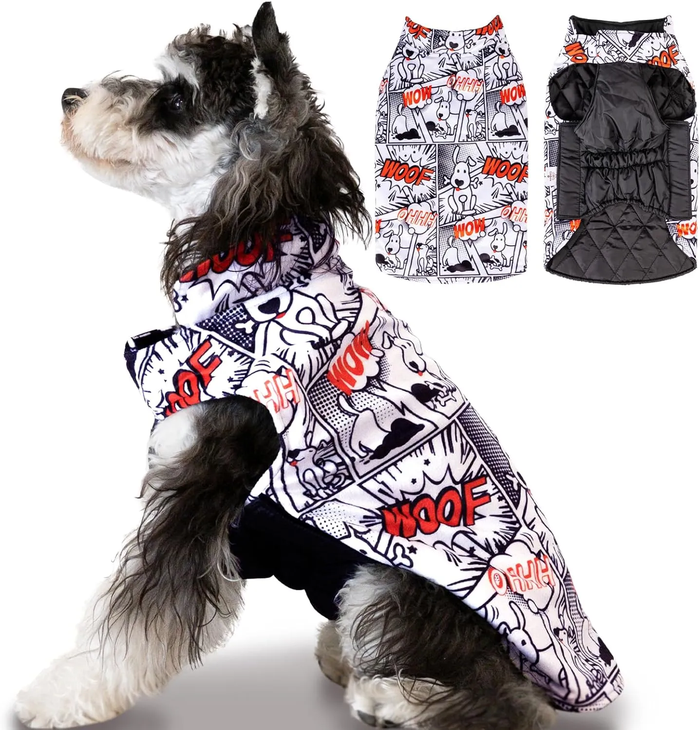 CuteBone Winter Dog Jacket - Reversible, Windproof, Waterproof, Thick Soft Coat with Leash Hole for Small to Large Dogs