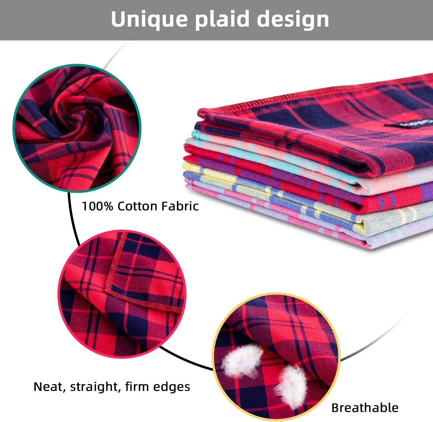 Dog Bandanas-5PCS Birthday Gift Puppy Bandana Vibrant Color Plaid Printing Adjustable Scarf Bib Handkerchief Accessories for Medium Large Dog Pet