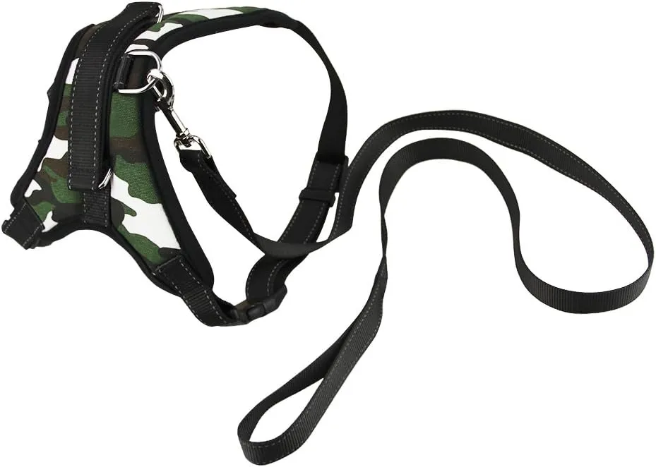 Dog Harness with Handle and Leash Set Pet Training Walking Supplies No-Pull Pet Vest to Prevent Tugging Pulling Choking, Camo